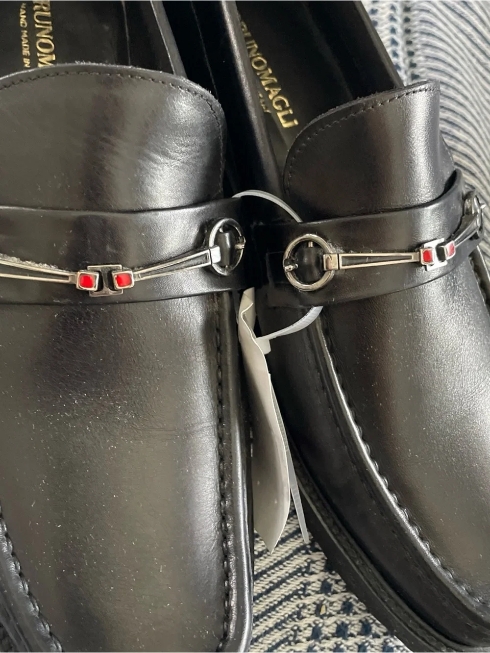 MEN’S Bruno Magli Black Leather Bit Slip-On Loafers